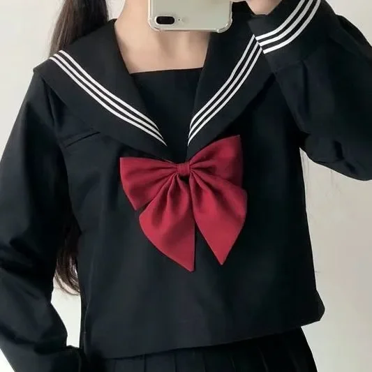 Uniforme scolastica giapponese vestito Sailor JK Basic Cartoon Girl Navy Sailor Uniform Black Sets Costume da donna Y2k Girl Costume