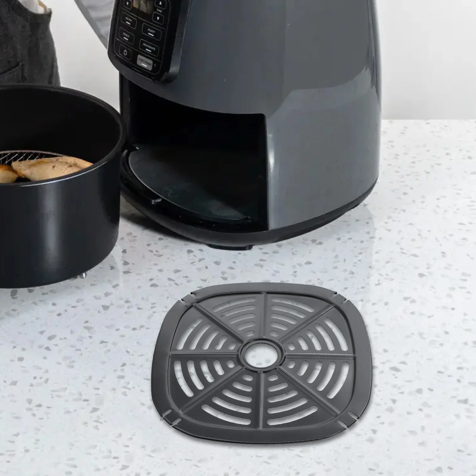 صينية مقلاة هوائية، مقسم، شواية، رف، قلي/صينية بخار، صينية بديلة لمقالي هوائية 17.5*17.5 سم و21*21 سم