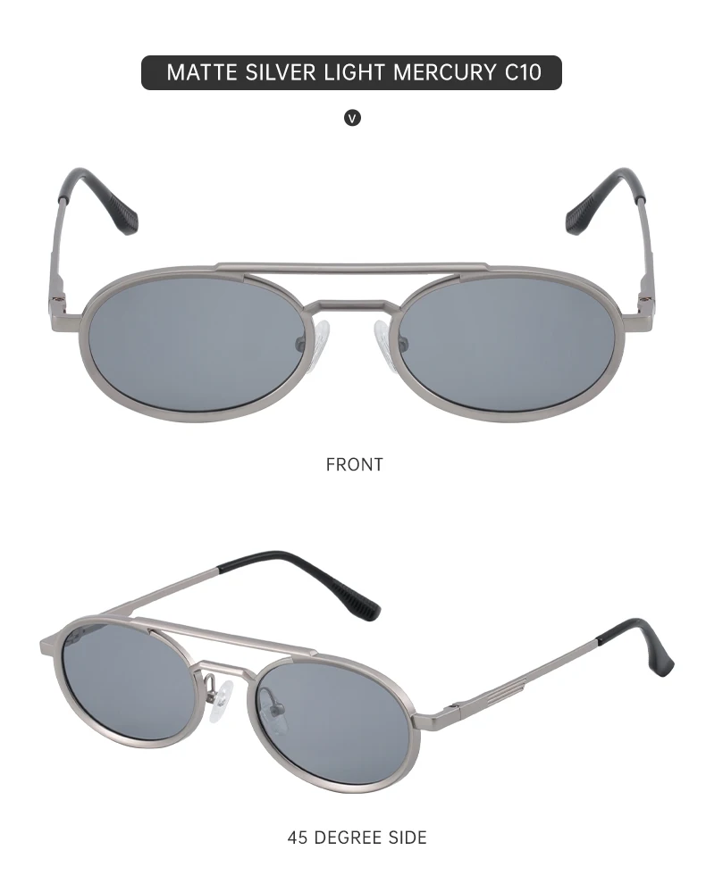 Ovale Steampunk-Sonnenbrille mit kleinem Rahmen für Damen, 2026, luxuriöse Vintage-Rundsonnenbrille für Damen, Doppelstrahl-Brille für Damen – Detail 23