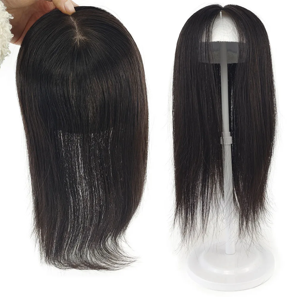 25-40cm 100% Reines Menschenhaar Topper 7x10 9x14cm PU Basis Clips In haar Extensions Brasilianische PU Top Frauen Toupet Injiziert Basis