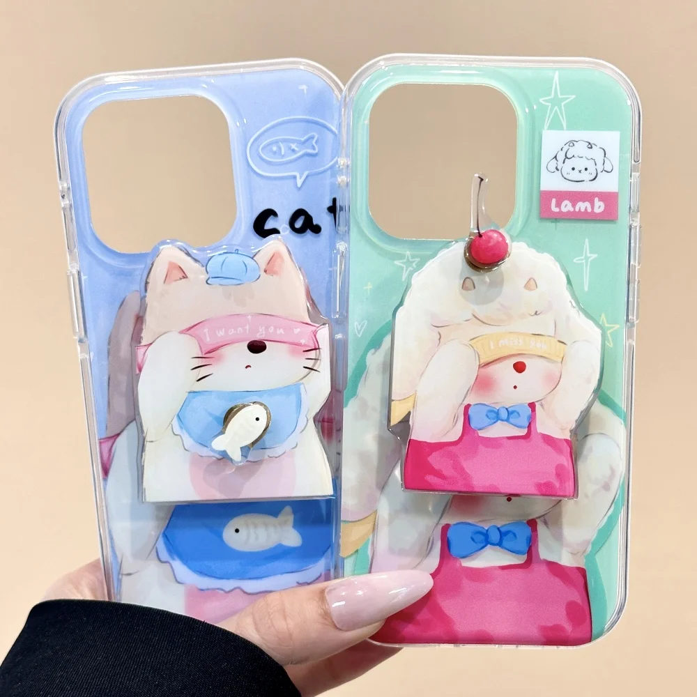 

Korean Cute Cartoon Rotate Kitty Grip Tok Griptok Phone Holder Stand Support For iPhone 15 Samsung Universal Accessories Holder