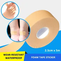 Cinta adhesiva elástica de espuma resistente al desgaste para vendaje de heridas, Kit de primeros auxilios para tratamiento de esguince deportivo, impermeable, 2,5 cm x 5m, 1 rollo