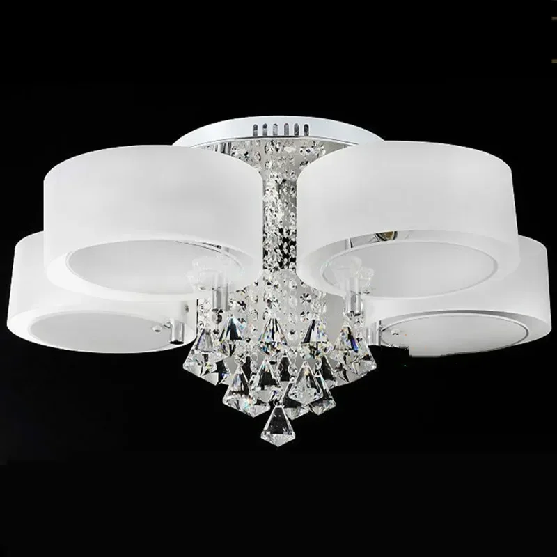 Modern Lustre Crystal Dimmable Led Chandeliers Lighting Luminaria Acrylic Ring Dining Room  Ceiling Chandelier Lights Fixture