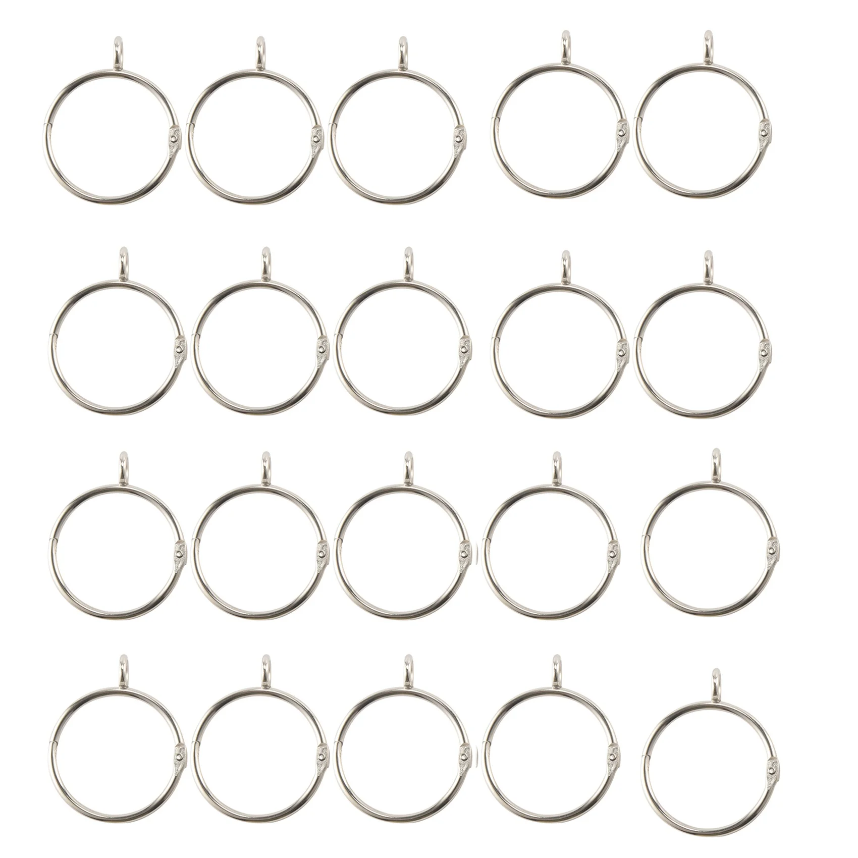 20 Pcs Openable Silver Curtain Rings Open and Close Metal Rustproof Drapery Loops with Eyelet for Hook Pins (1.5 Inch)