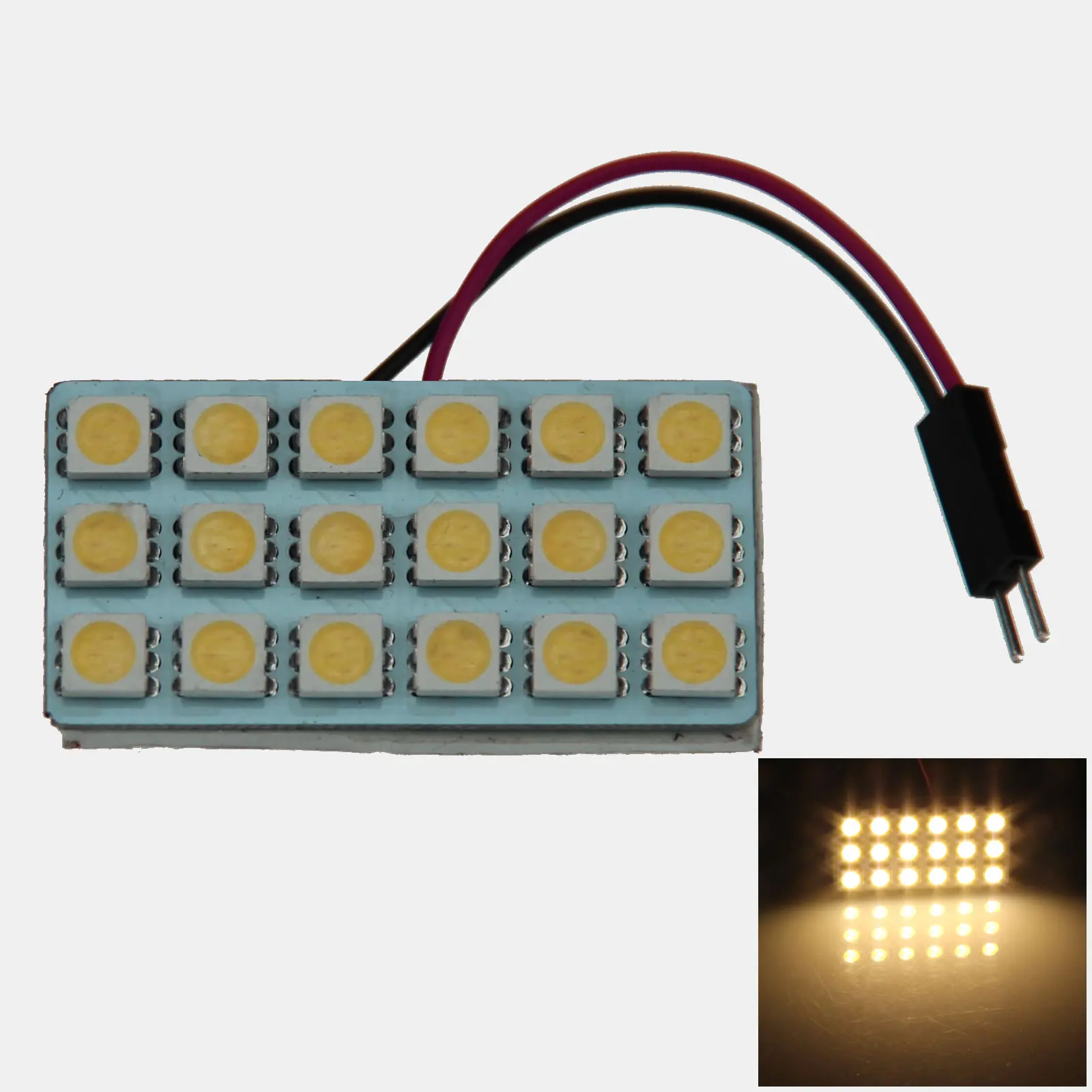 1x Warm White RV Panel Dome Blub Footwell Lamp 18 Emitters 5050 SMD LED T10 festoon J005-WN