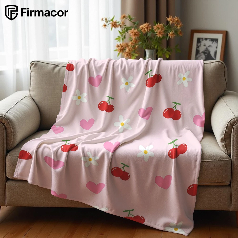 Cherry & Heart Lightweight Microfiber Soft Christmas Fleece Blanket Warm Cozy Throw for Bed Sofa Office Travel All Season