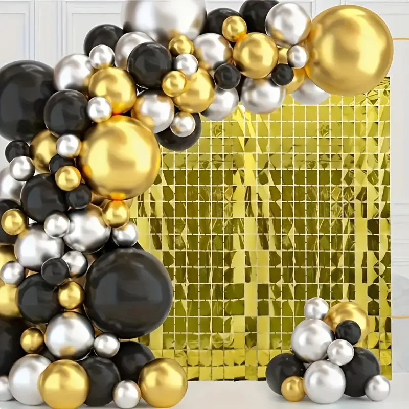 2/5PCS Gold Silber Große Gitter Quadratischen Regen Vorhang Hochzeit Geburtstag Abschluss Weihnachten Dekoration Hintergrund Regen Vorhang