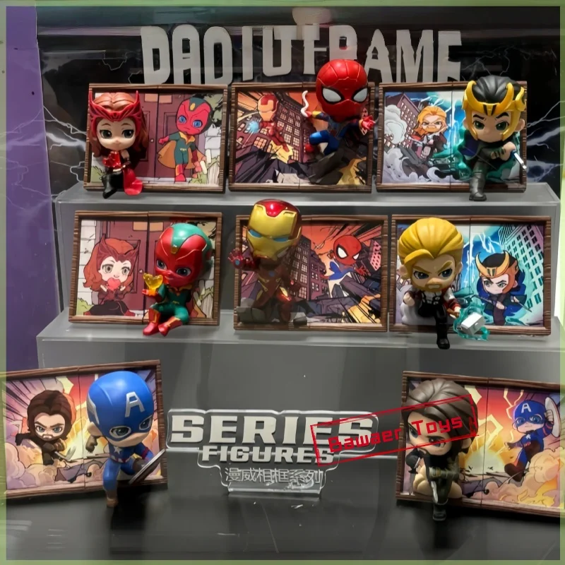 

Подлинная фоторамка Popmart Marvel, серия фигурок, модная слепая коробка, сумка для догадок, украшение для рабочего стола, милая модель, подарок на день рождения, игрушки