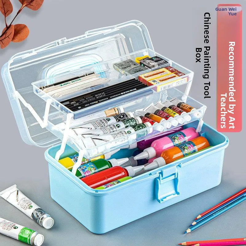 

Portable Art Student Tool Box Painting Supplies Storage Box Multifunctional Traditional Chinese Painting Storage Case for Pri...