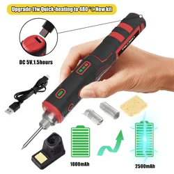 480℃ 8W Portable Wireless Soldering Iron with LED light Set USB Rechargeable Lithium Battery Soldering Kit Household Appliances