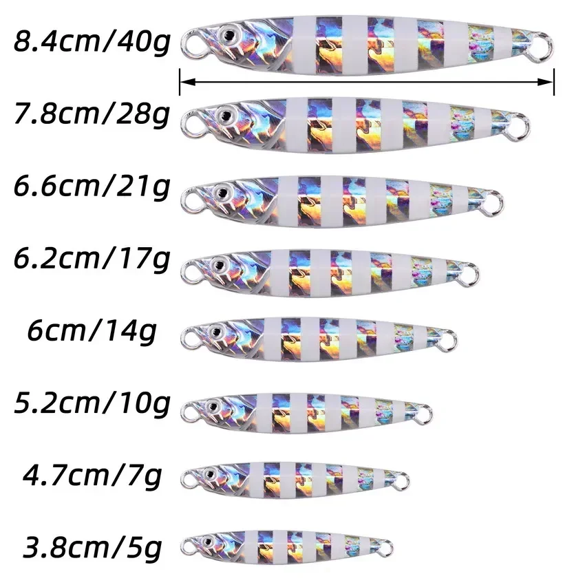 10PC Casting Metal Jigs Fishing Lures Set 7G-60G Shore Cast Jigging Spoon Jig Sea Fishing Lures Jigging Artificial Bait Tackle