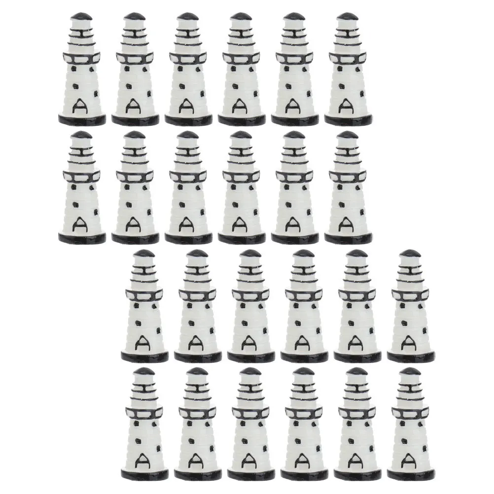 

24Pcs Miniature Coastal Lighthouse Resin Ornaments Bonsai Aquarium Moss Landscape Nautical Decor Resin Mini Figures