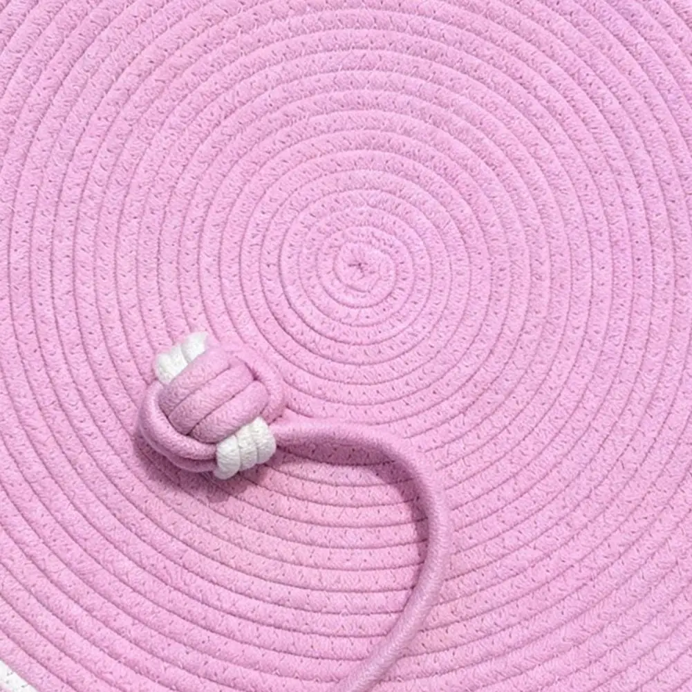 Cat Play Pad Woven Cotton Rope Cat Scratching Pad with Bait Ball Cute Ear Design Indoor Furniture Protector Mat for Cats Cotton