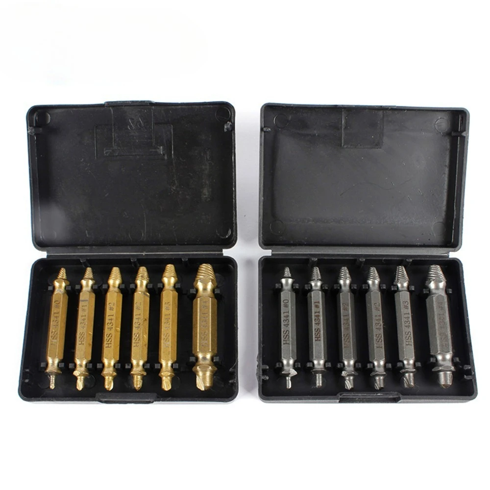 HSS Drill Bit Damaged Screw Extractor Set High Speed Steel Stripped Broken Remover Small Easily Quickly Take Out Kit Power Tools