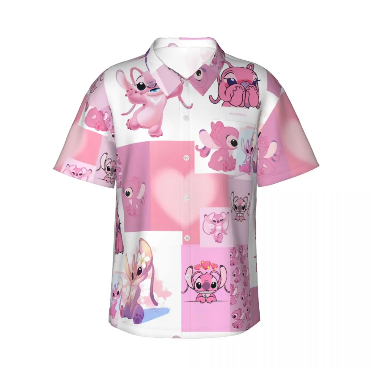 

Casual Fashion Kawaii Stitch Angel Cartoon Shirt Men Graffiti Shirts Men's Summer 3D Clothing