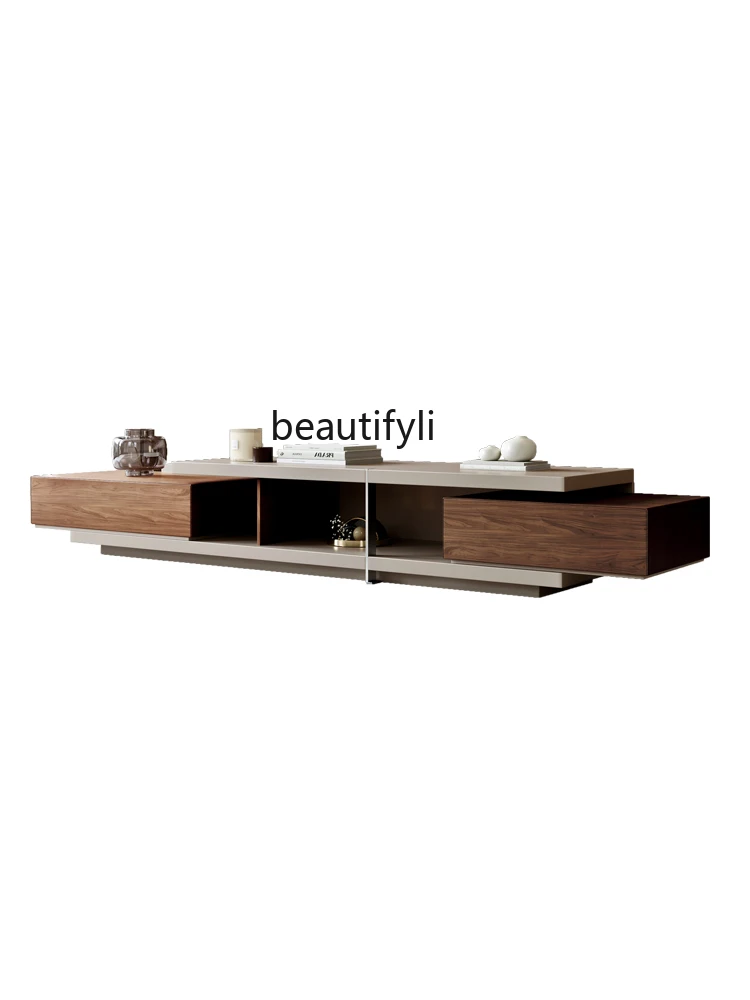 

Italian Retro Retractable TV Cabinet Living Room Video Cabinet Designer Coffee Table TV Cabinet Combination