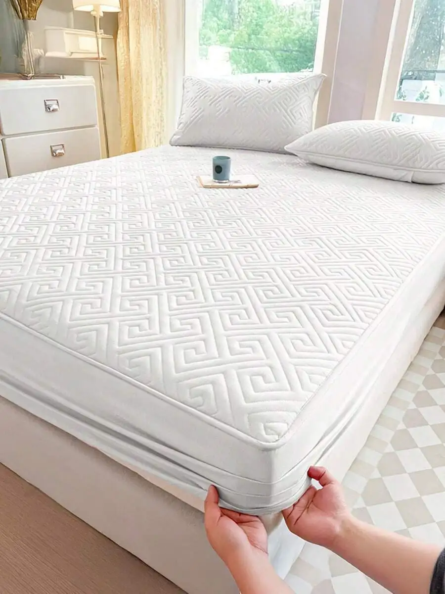 

Водонепроницаемая стеганая простыня на резинке с геометрическим узором, глубокие карманы 30 см, мягкая и дышащая, для всех сезонов