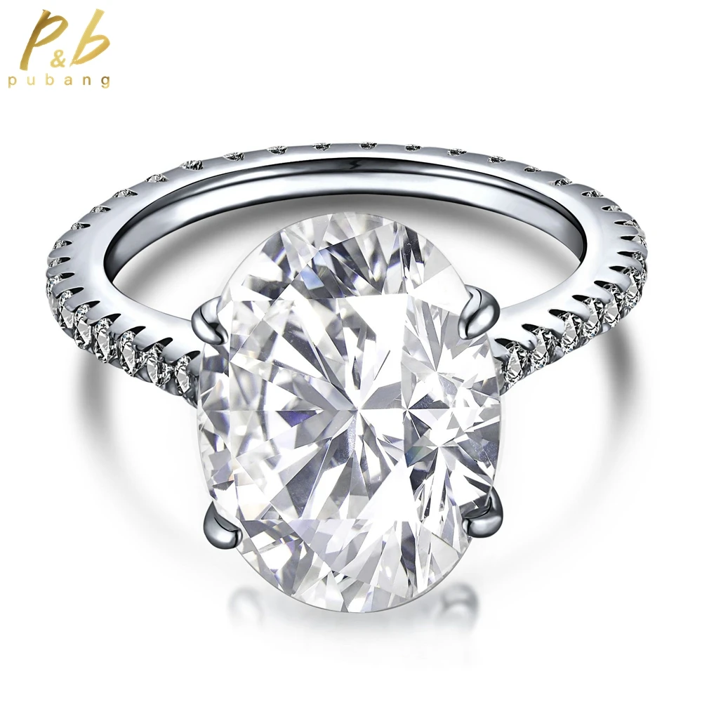 

PuBang for Women Party Gift Fine Jewelry Oval Gemstone Solid 925 Sterling Silver Created Moissanite Sparkling Ring Free Shipping