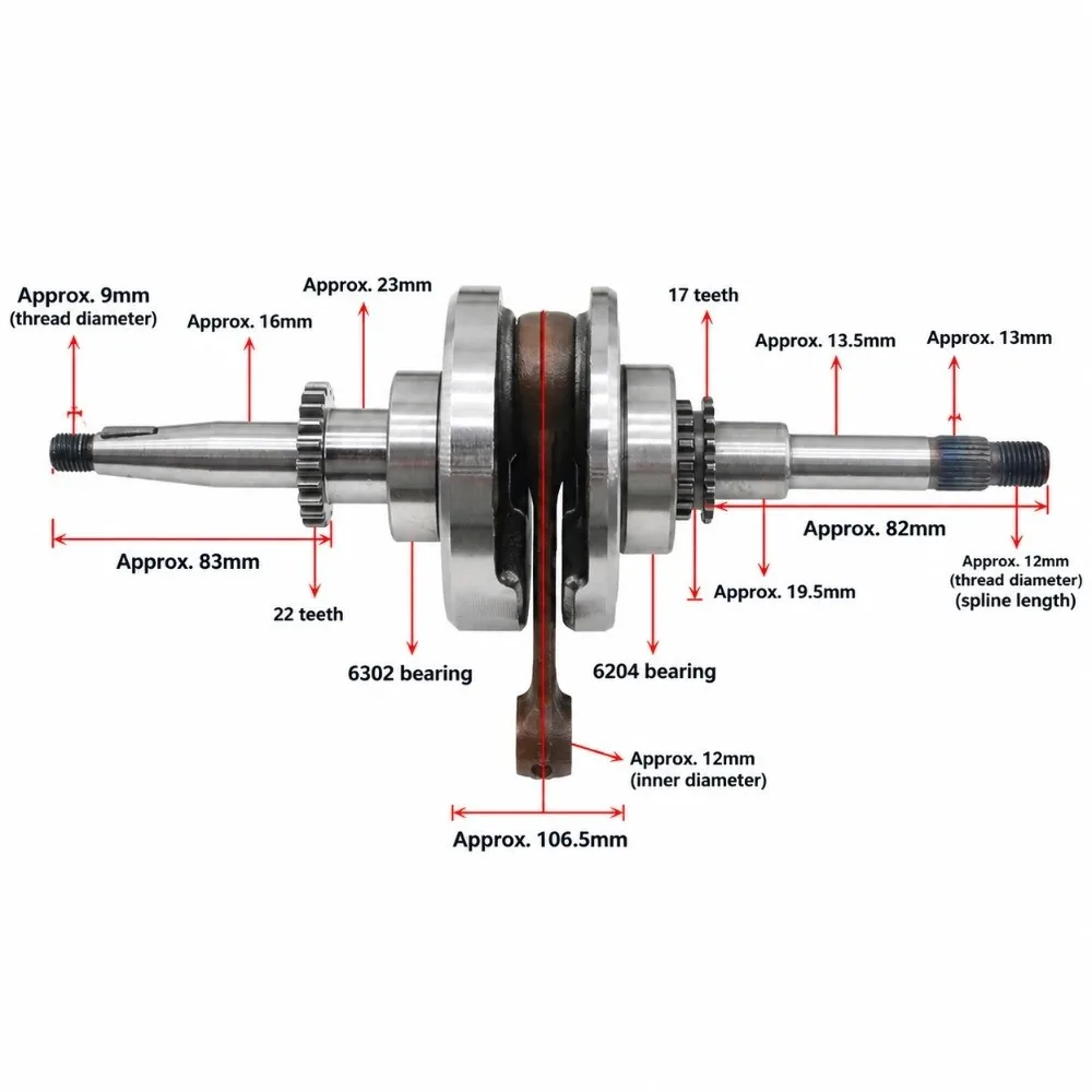 22 Tooth Linkage Crankshaft Assembly 4 Stroke Direct Replacement Crankshaft Assembly Kit Aluminum Alloy High Strength