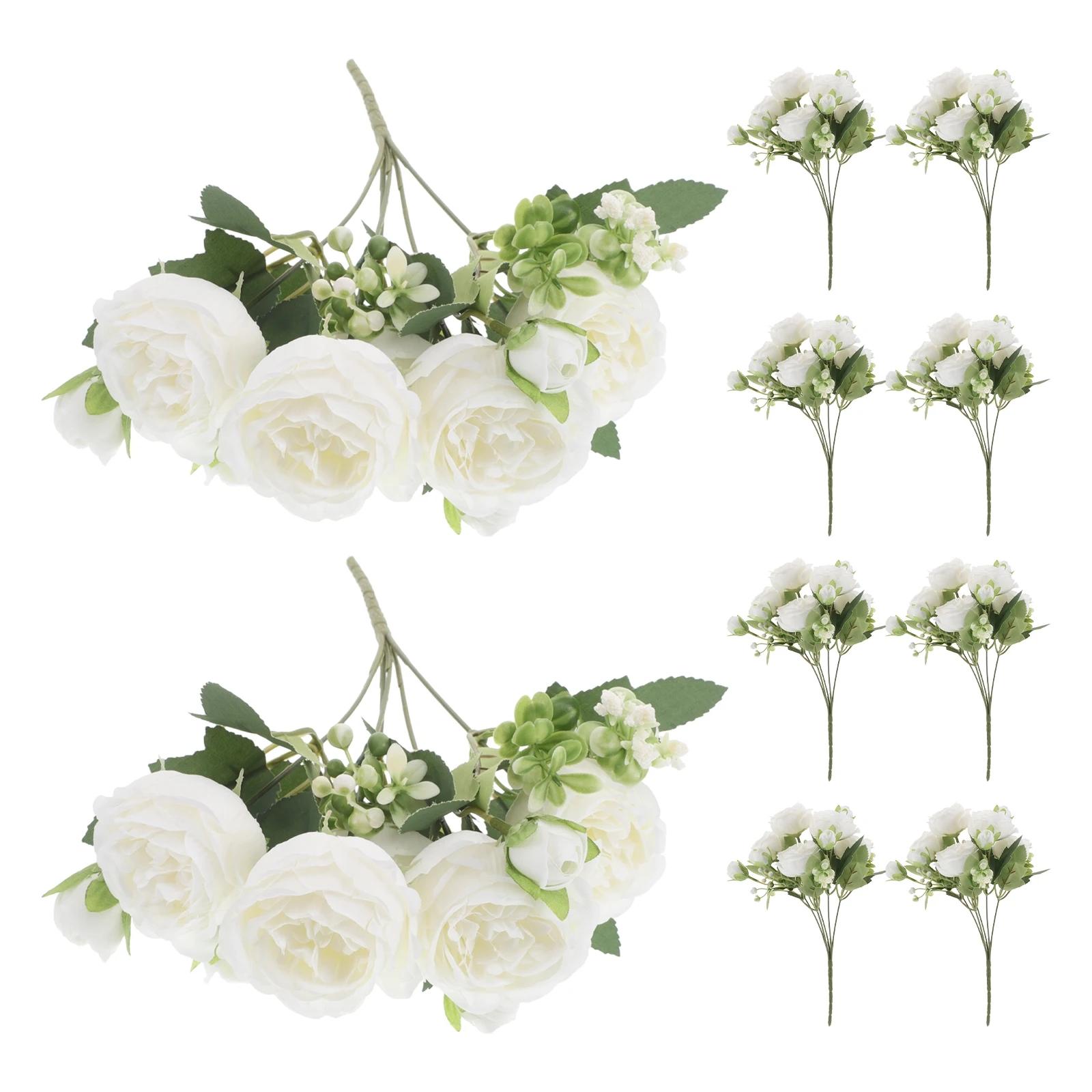 

10Pcs Artificial Peonies Silk Flowers White Faux Peony Bouquet Wedding Home Table Centerpiece Floral Arrangement Decoration