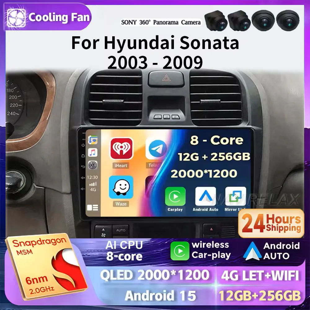

Android 15 WIFI для Hyundai Sonata 2003 2004 2005-2009 Автомобильный радиоприемник Мультимедийный видеоплеер 2 din DVD Carplay GPS Autoraido BT DSP