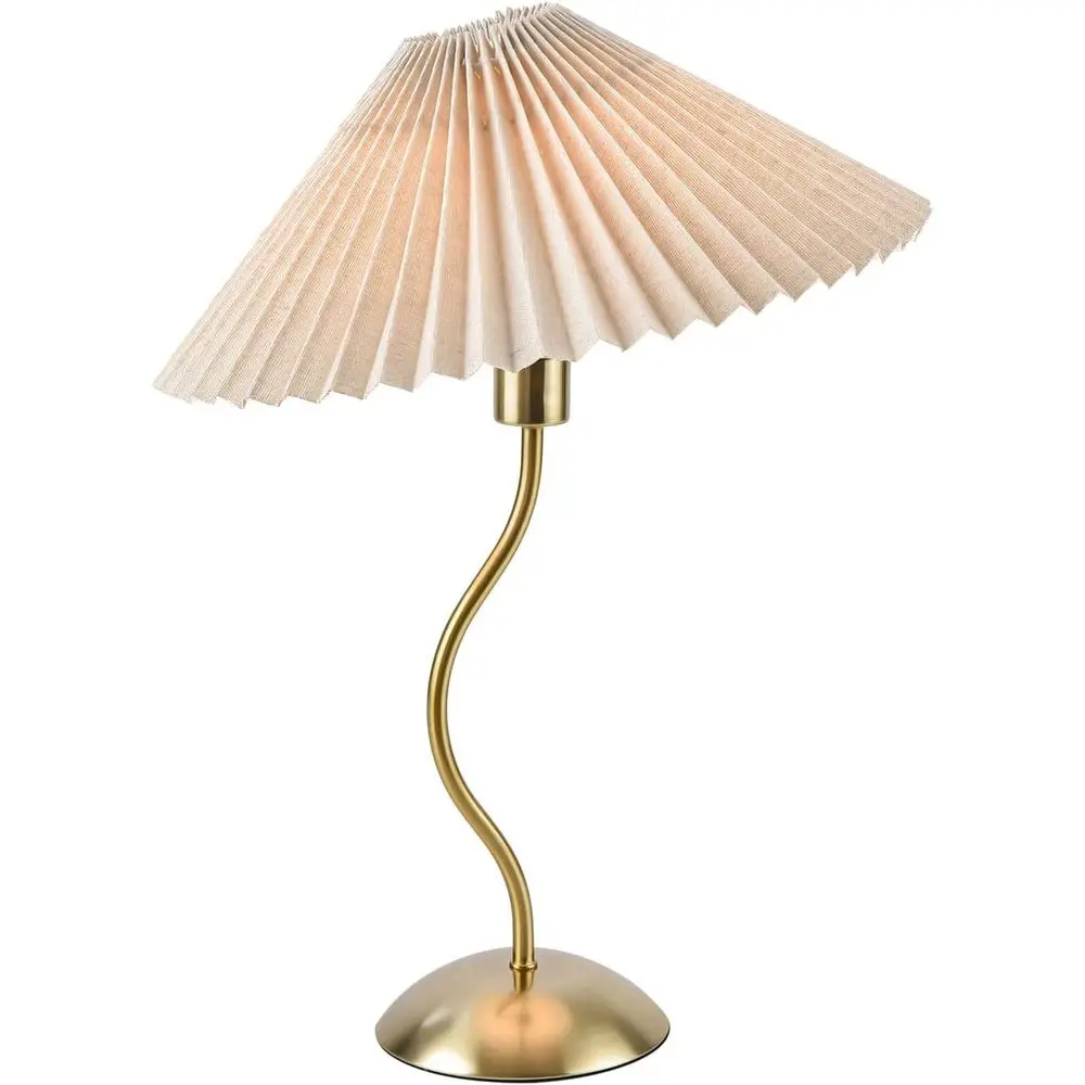 

Small Pleated Table Lamp, Bedside Nightstand Lamp with Beige Lampshade, Modern Mini Lamp for Bedroom Home Office Decor, E12 Bulb