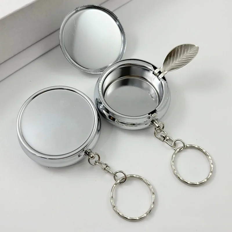 Portable Mini Ashtray With Key Chain Metal Pocket Ashtray Mini Ash Box Case Ash Tray Vehicle Cigarette Ashtray Outdoor Travel