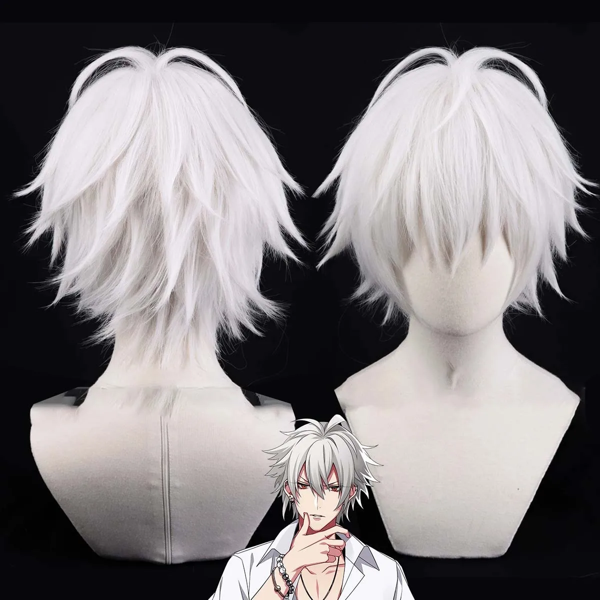 Men Anime Division Rap Battle SAMATOKI AOHITSUGI Cosplay Short White Wig