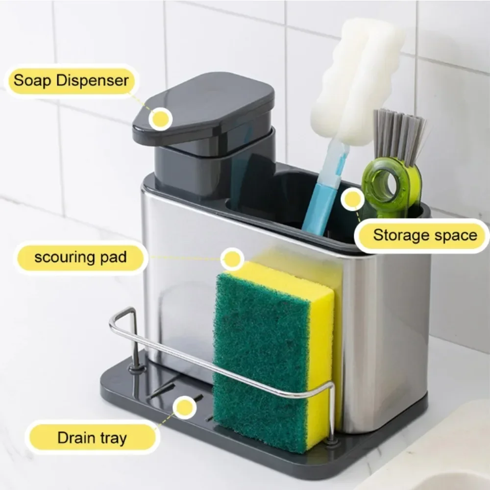Soap Dispenser Hand Soap Bottle Kitchen Dishwashing Storage Rack Kitchen Supplies Combination Multifunctional Sink image 5