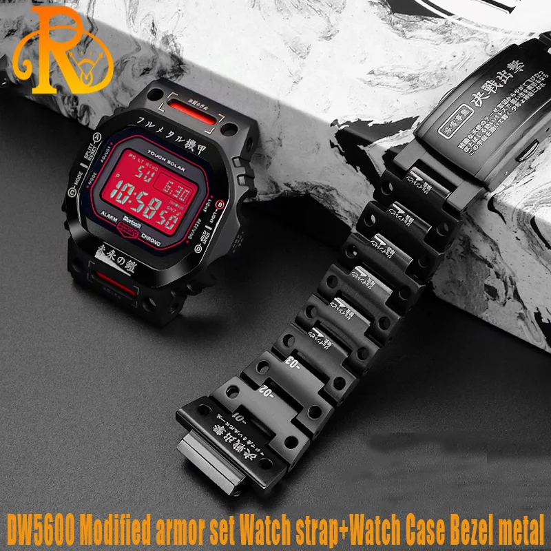 

DW-5600 Mod kit для Casio G-SHOCK металлический телефон и ремешок DW-5600 Часы Ободок чехол Wanchband из нержавеющей стали, мужские модифицированные