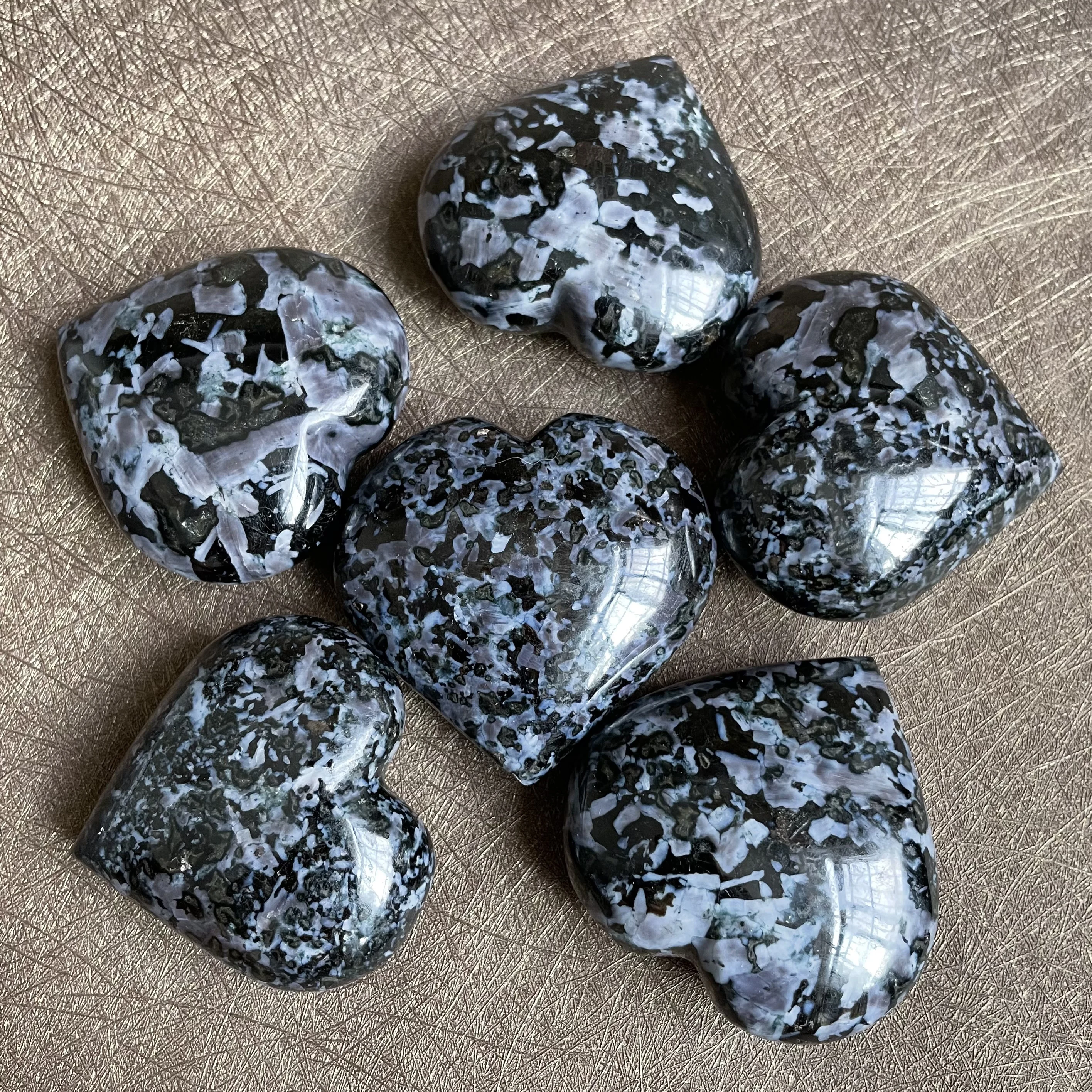 Natural Gabbro Crystal Heart Decoration Polished Healing Love Rock Quartz Gift Reiki Feng Shui Spiritual Jewelry