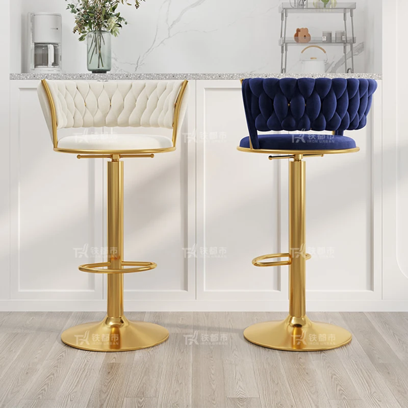 

Manicure Garden Bar Stools Reception Desk Minimalist High Dining Furnitures Luxury Swivel Modern Bancos De Bar Furnitures TD50DC