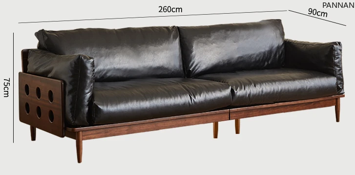 

retro solid wood Italian fabric sofa small apartment Bauhaus light luxury living room straight row light luxury high sense