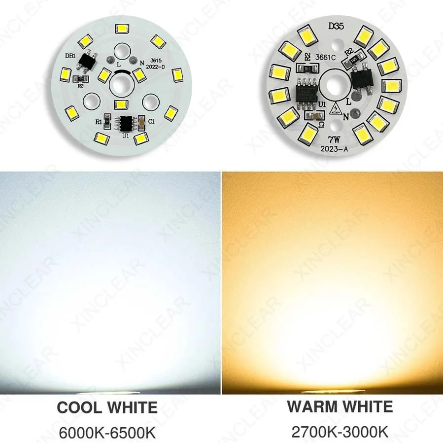 10pcs High Bright LED Light Board 7W Warm White AC 220V No Need Drive Dia 35mm 50mm PCB Plate SMD 2835 Chips For DIY Downlight