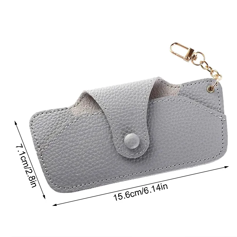 1pc Litchi Embossed Glasses Cover Cute Hanging PU Leather Sunglasses Reading Glasses Storage Bag Portable Travel Eyewear Holder