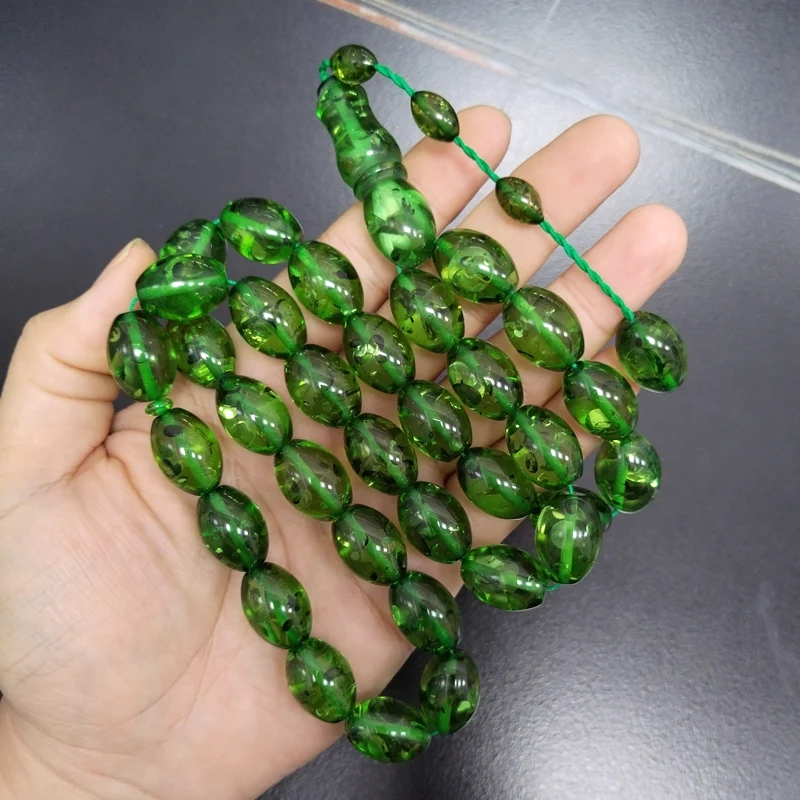 تسبيح أخضر 33 مسبحة صلاة كبيرة الحجم مسبحة إسلامية رجل مسلم تركي سبحة صلاة مستخحان مجوهرات عربية هدية عيد #4