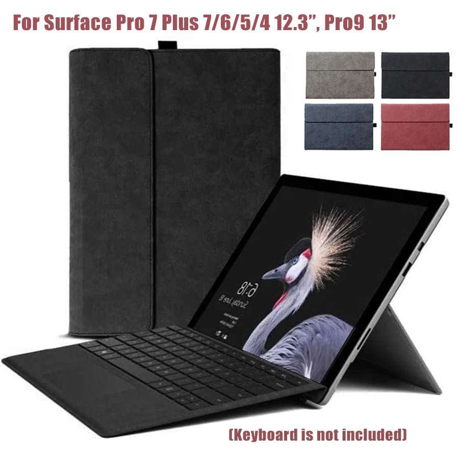 Keybaord-Funda de cuero para tableta, carcasa con soporte para Microsoft Surface Pro 9, 8, 13 pulgadas, 2022, 7Plus, 6, 5, 4