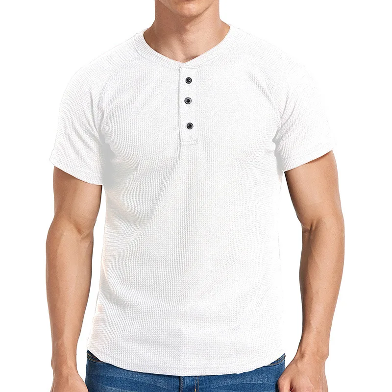 Foreign Trade  Short Sleeved T-shirt for Men, Europe, America, New Summer Casual Solid Color Men's T-shirt for Men's Clothing