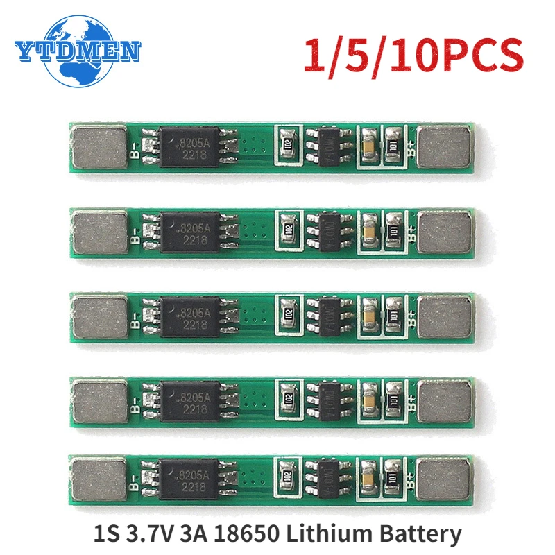 1-10pcs 1S 3.7V 3A 18650 Lithium Battery Overcharge Overdischarge Overcurrent Short Circuit Charging Protection Board Module BMS