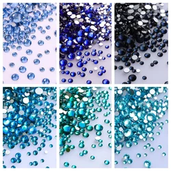 QIIY SS3-SS20 Mix Size Blue Crystal Non-Hotfix Gold FlatBack Rhinestones Decorations DIY Glitter Stones 3D Nail Art Accessories