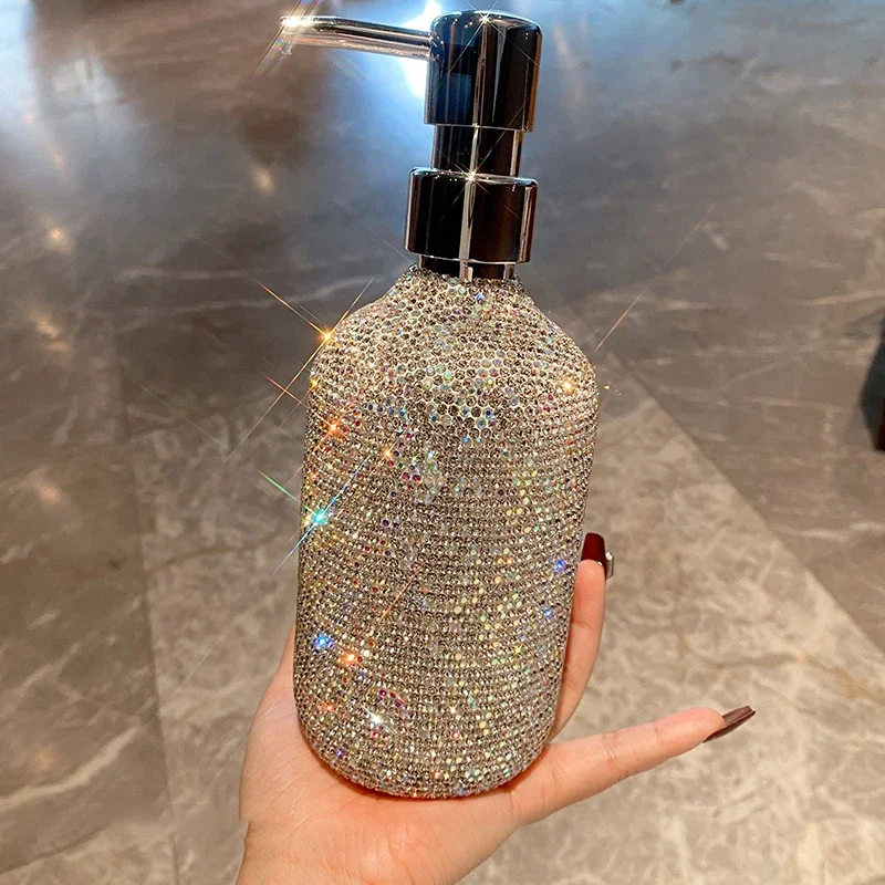 

Bling Rhinestones Soap Shampoo Dispenser Storage Bottle Shower Gel Empty Bottle Refillable Lotion Hand Sanitizer Press Dispenser