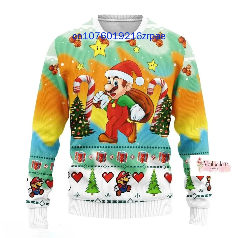 Mario Christmas Sweater Men's Women's 3d Print Ugly Sweater Disney Belle Princess Ugly Christmas Sweater Tops