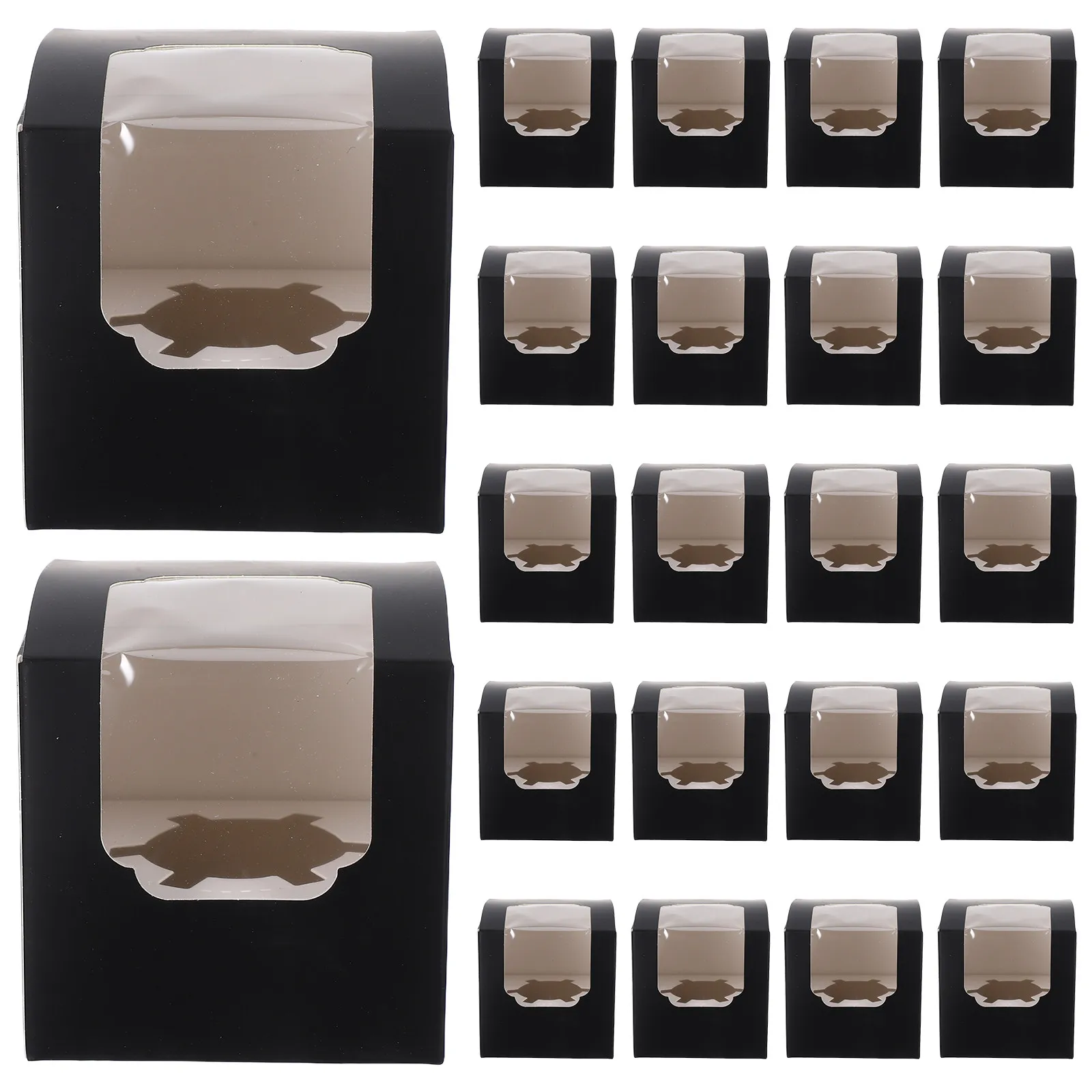 25Pcs Bakery Dessert Packaging Boxes Clear Window Paper Cake Box for Single Cupcake Brownie Muffin Party Gift Use