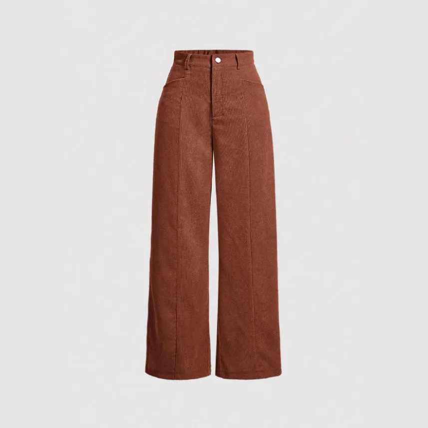 Pantalones de pana retro para mujer, de otoño e invierno, de pierna recta, de corte ancho, casuales, largos hasta el suelo, holgados, de cintura alta.