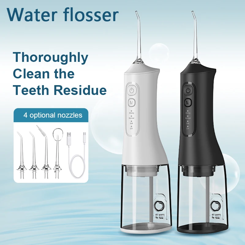 

Electric Water Flosser For Teeth Oral Irrigator Dental cleaning USB Rechargeable 4 Modes 300ML Portable Waterproof Teeth Clean