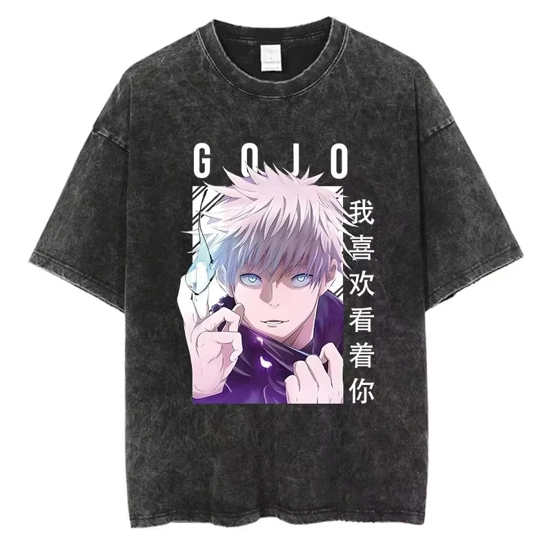 

Jujutsu Kaisen Oversized Washed T-shirt Men Women Graphic Tee Summer Y2k Clothes Anime Streetwear Casual Top New Trendy Fashion