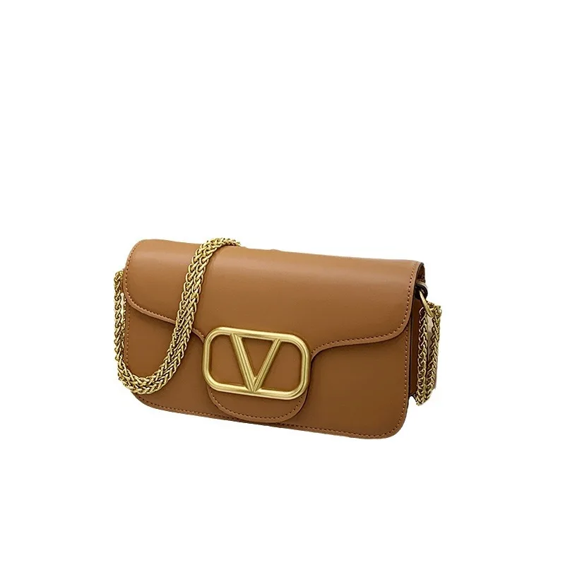 Women's Calf leather handbag chain one-shoulder crossbody bag new fashionable and versatile high-quality women's bag image 5