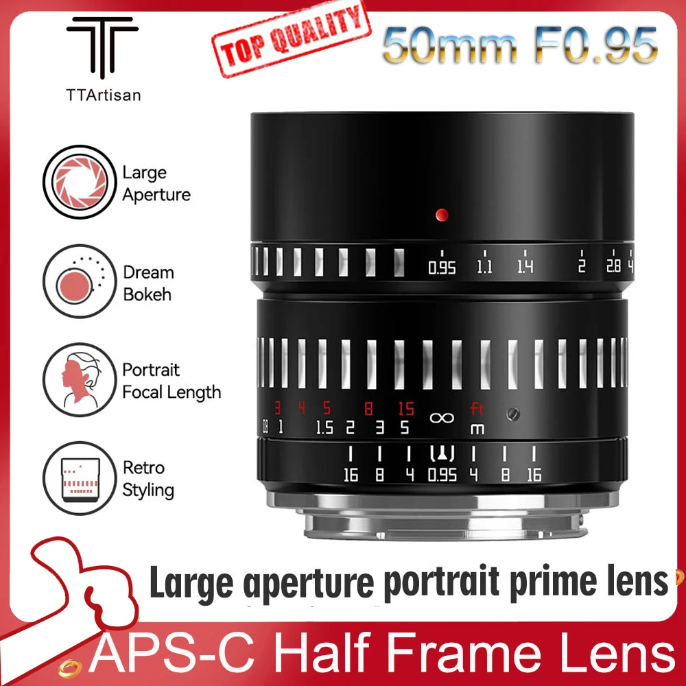 

TTArtisan 50mm F0.95 Large Aperture Lens APS-C Half Frame Camera Lens for Nikon Z Leica L SIGMA M4/3 Sony E Fuji X Canon EF-M RF