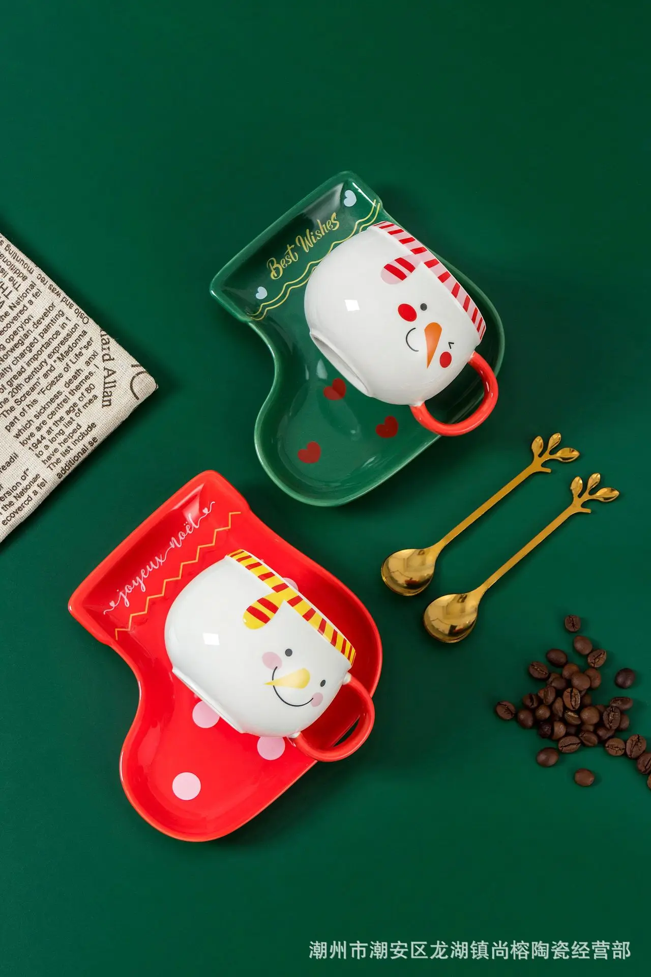 Christmas ceramic cup snowman shape cup mug gift foreign trade