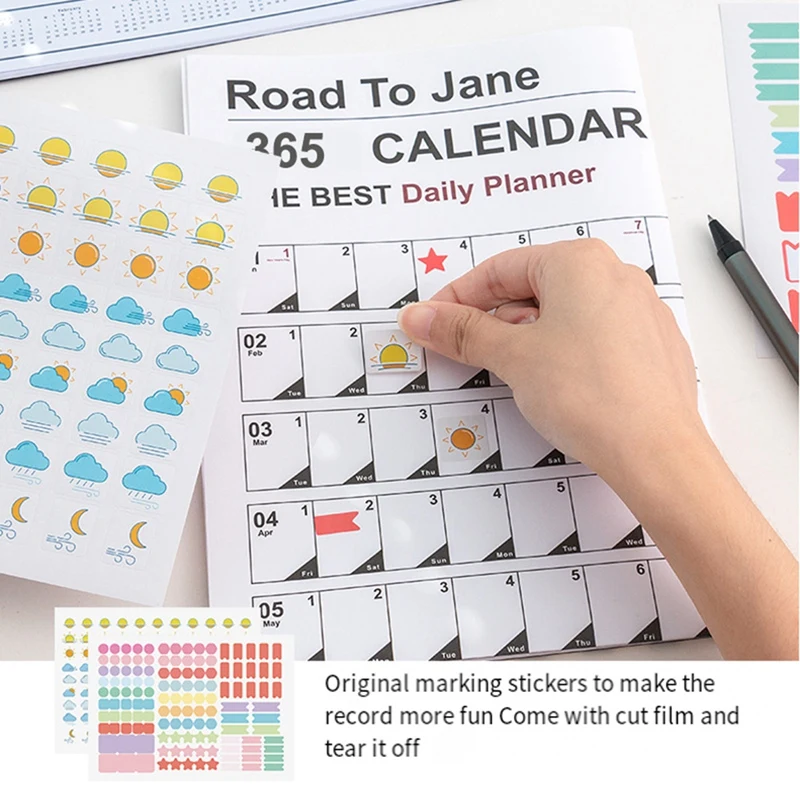 3PCS Calendar 2024 365 Day Poster Calendar Collapsible For School Home Office 29.2X20.7Inch